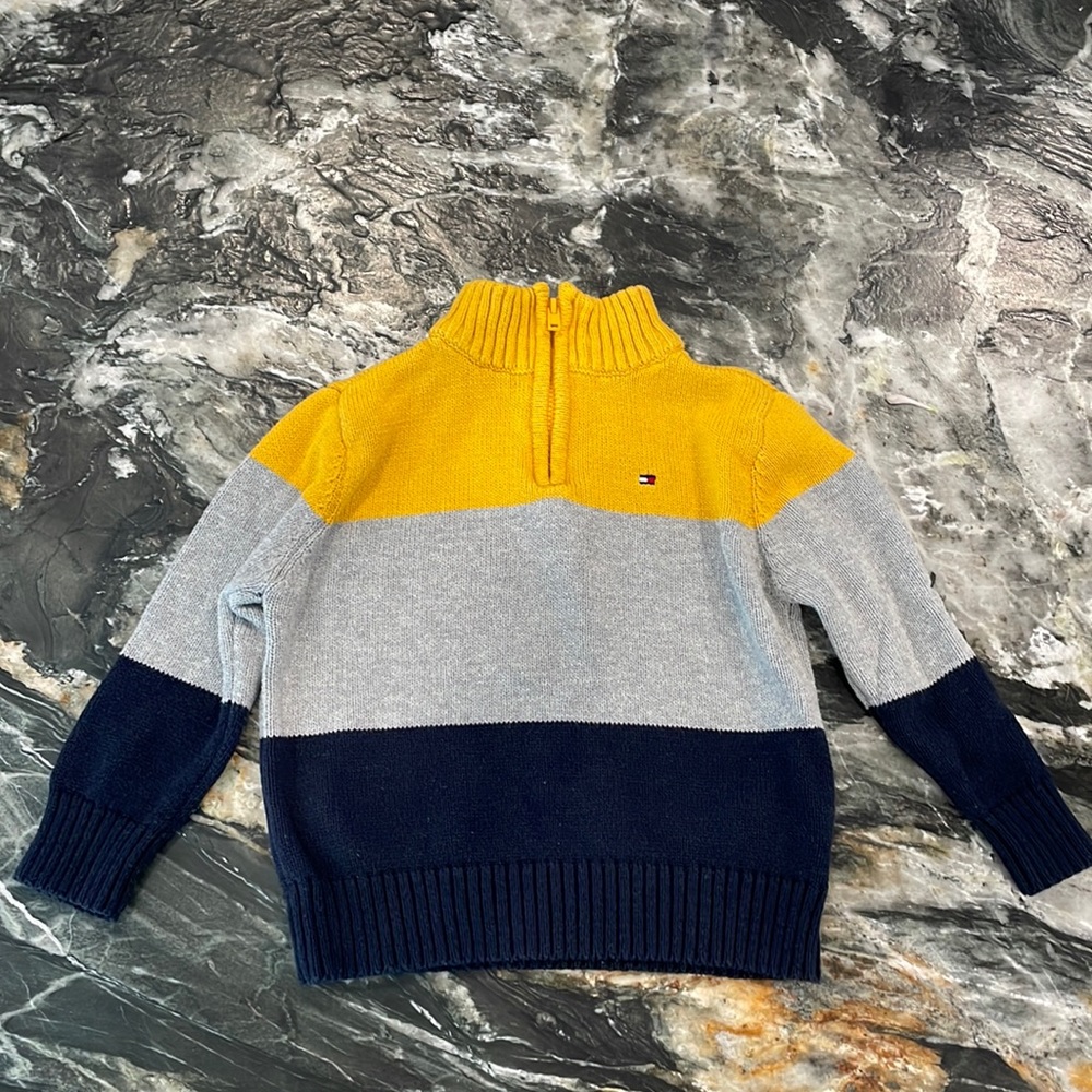 Tommy Hilfiger Boys Pullover Sweater Blue/Gray/Yellow 24 month